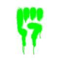Green spray-painted raised fist